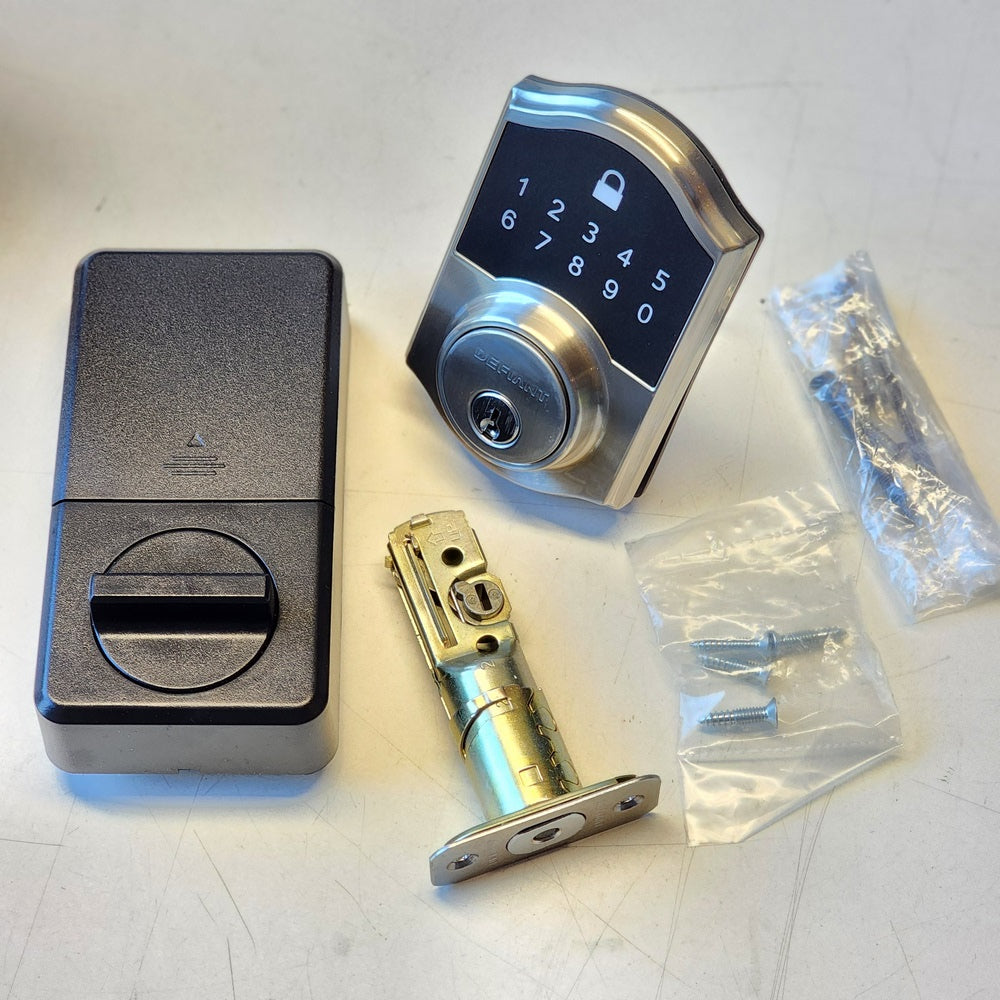 Castle Satin Nickel Compact Touch Electronic Single Cylinder Deadbolt (32GC7X2D01AHP) Castle Satin Nickel Compact Touch Electronic Single Cylinder Deadbolt (32GC7X2D01AHP)